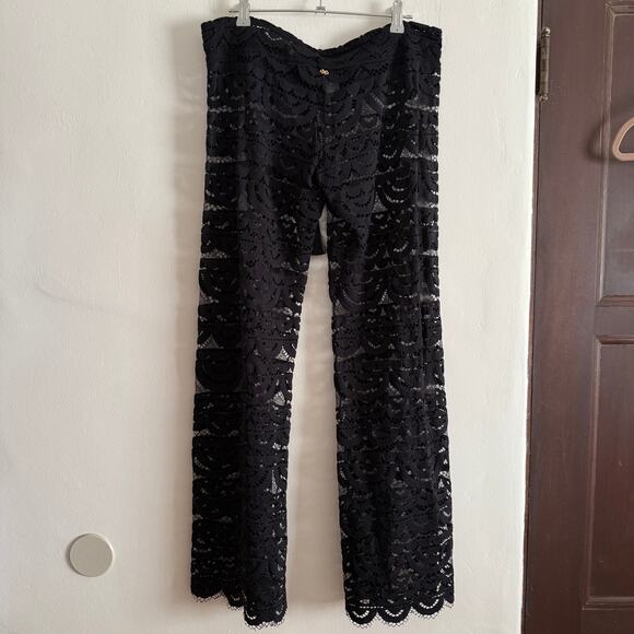 PQ Swimwear PilyQ | Lace Flare Leg Low Rise Swim Cover Up Beach Pants | Small - Picture 5 of 7